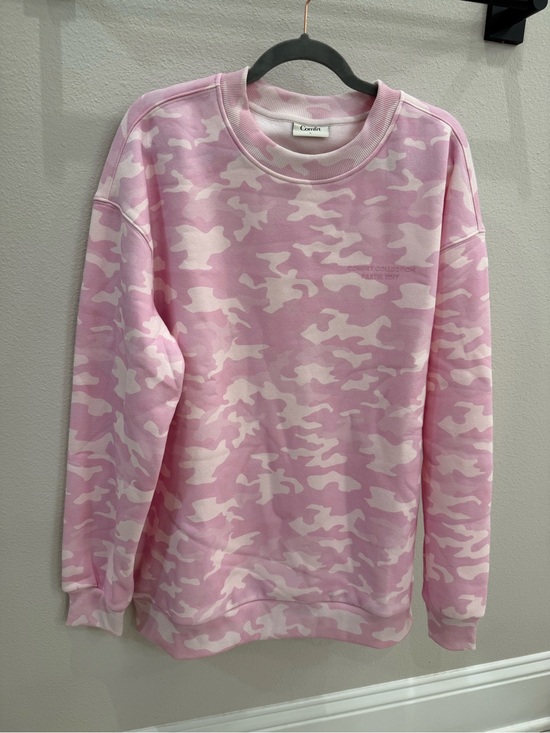 Comfrt Sweaters - Relaxed Pink Camo Crewneck Sweatshirt